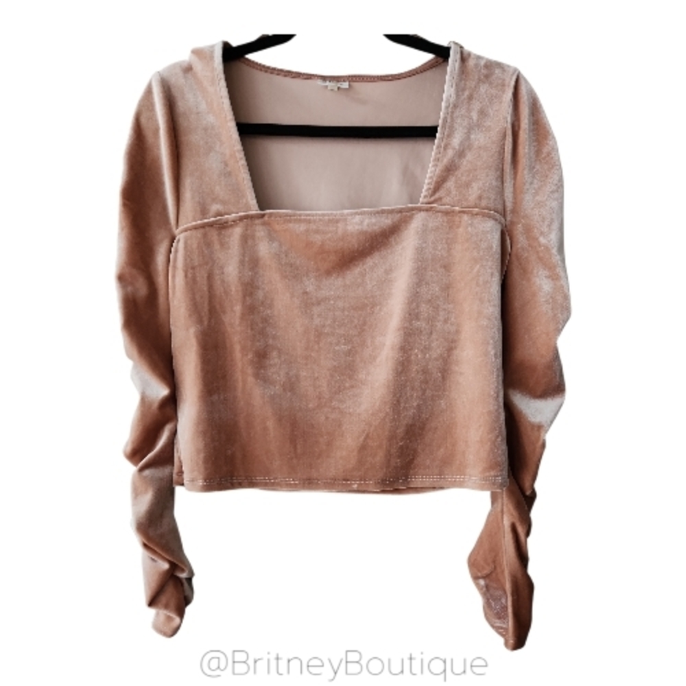 NWOT Self E | Champagne Velvet Tan Women's Blouse